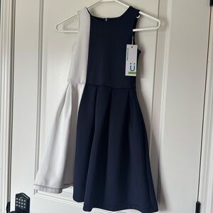 Stylish girlss Dress - navy  and White nautical lake beach size 7